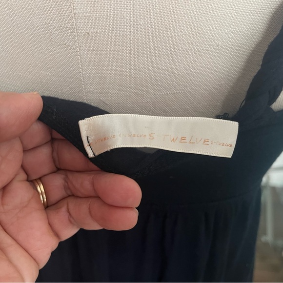 black knit dress with white tie dye trim size small - Picture 2 of 4